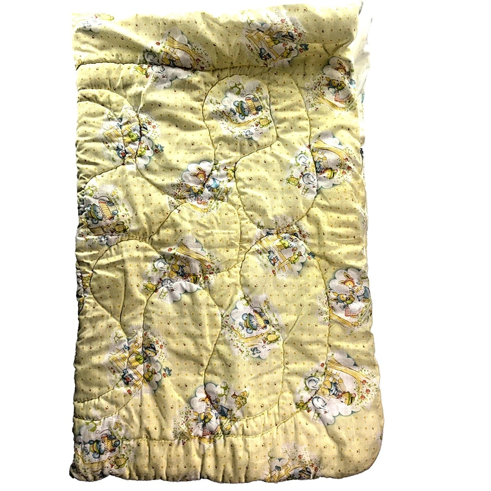 1978 Dundee Baby Comforter Quilt Blanket Sleeping Bag Yellow Bear Bunny Zip Flaw